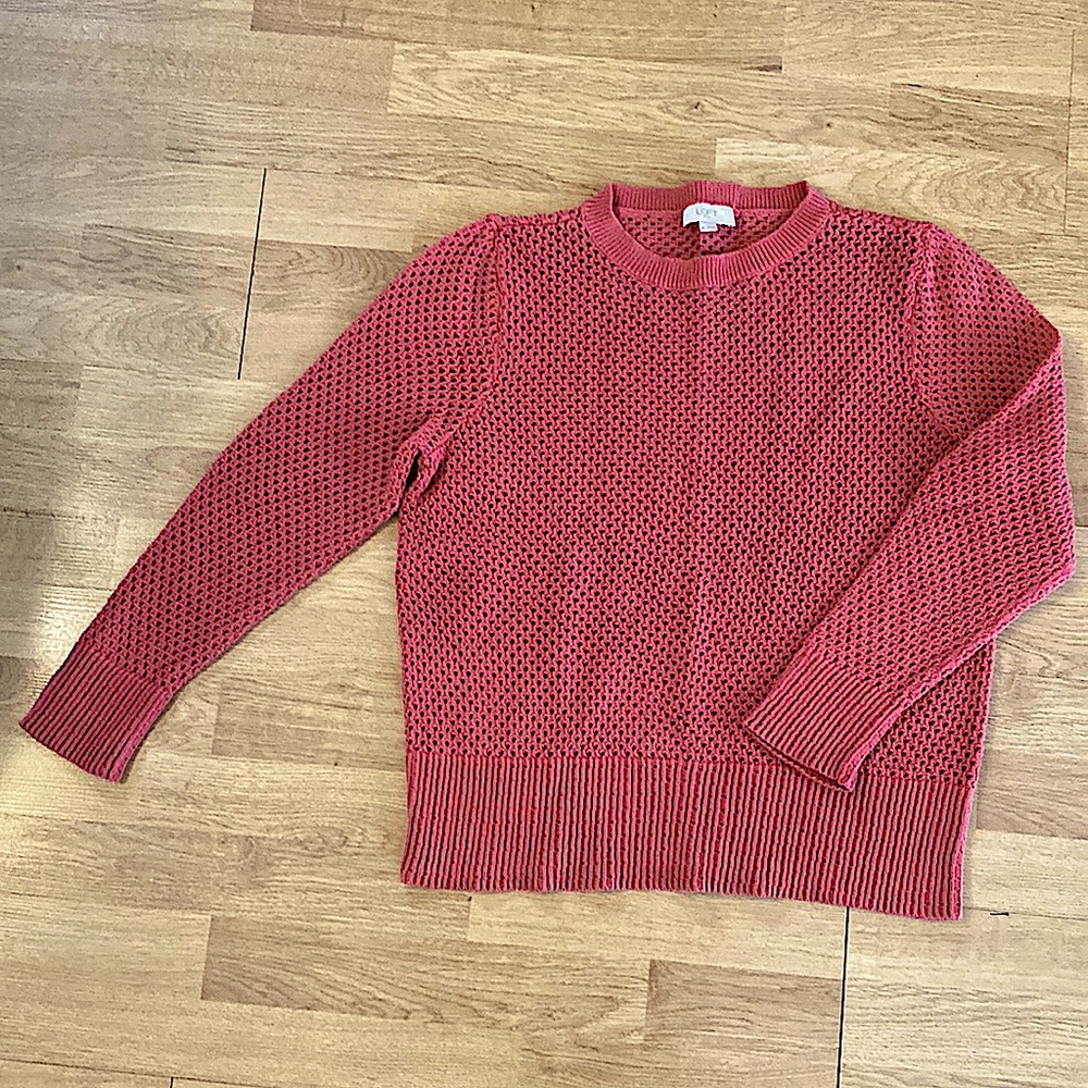 Loft Outlet Open Knit Sweater Terra Cotta Size Large 100% Cotton - Picture 2 of 4
